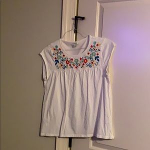 Jcrew white top with embroidery detail
